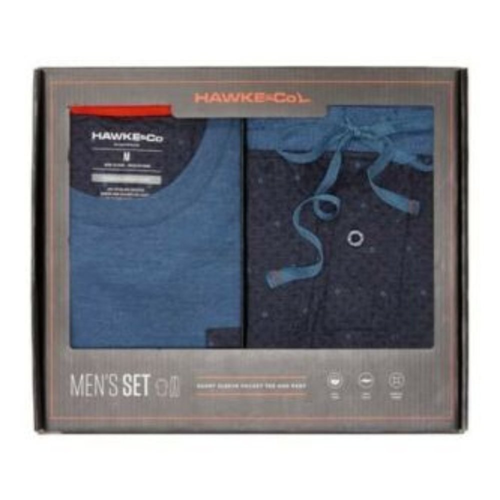 Hawke & Co. LARGE NAVY Short Sleeve Print Luxe T-Shirt & Pants 2-Piece Set